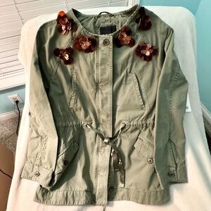 BANANA REPUBLIC Embellished Military Jacket Womens Large Green NEW Retail: $198